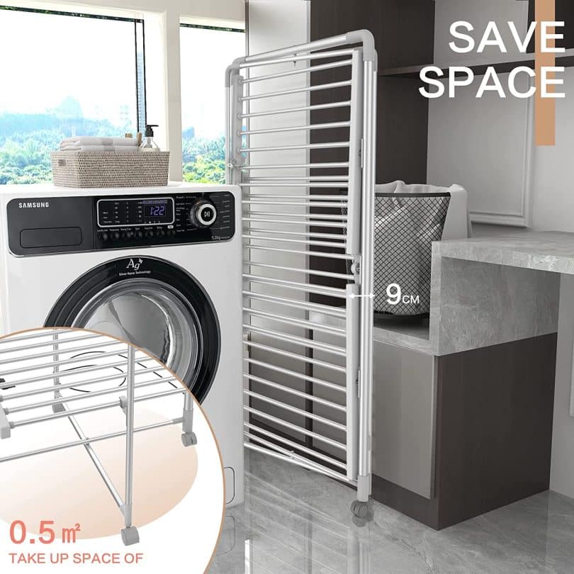 Séchoir à Linge électrique Chauffant MONSTERSHOP 220W - Pliable Compact Gris 60x62x112cm